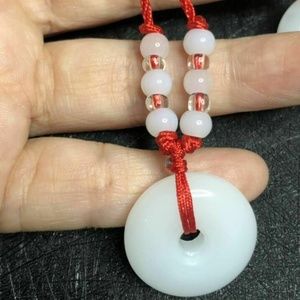 LUCKY White Jade Peace Pendant Talisman necklace.